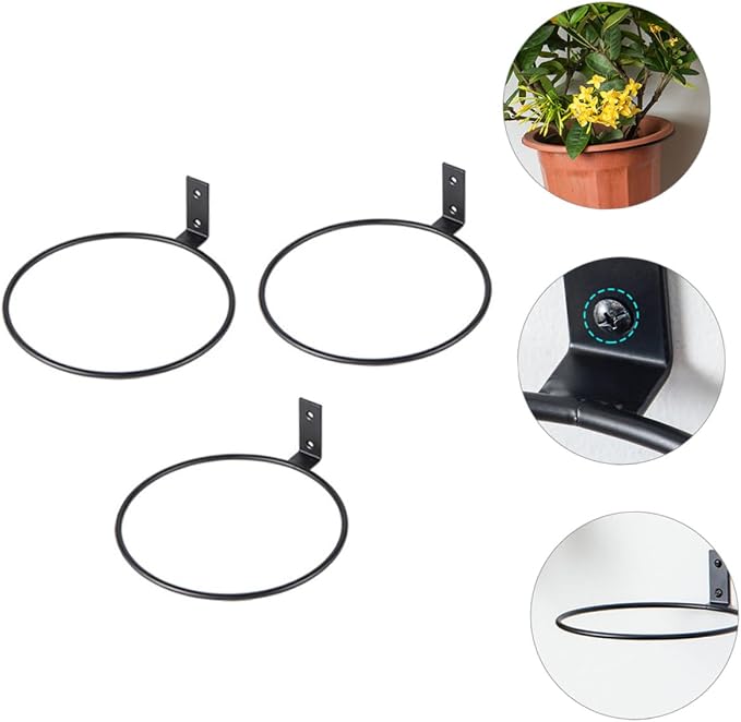 Toyvian 3pcs Iron Wall Mounted Flower Pot Holder Rings Hanging Planter Rack - Image 7