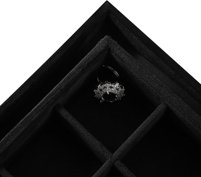 Velvet Stackable Jewelry Display Tray, 24 Grid Earring Ring Storage Tray - Image 5