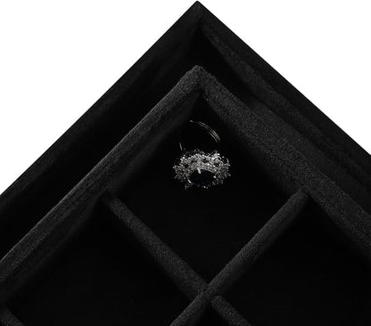 Velvet Stackable Jewelry Display Tray, 24 Grid Earring Ring Storage Tray - Image 5