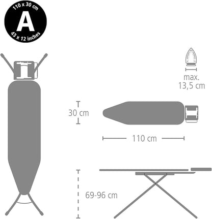 Brabantia Size A Compact Small Ironing Board 7 Height Options, Adjustable Steam - Image 6