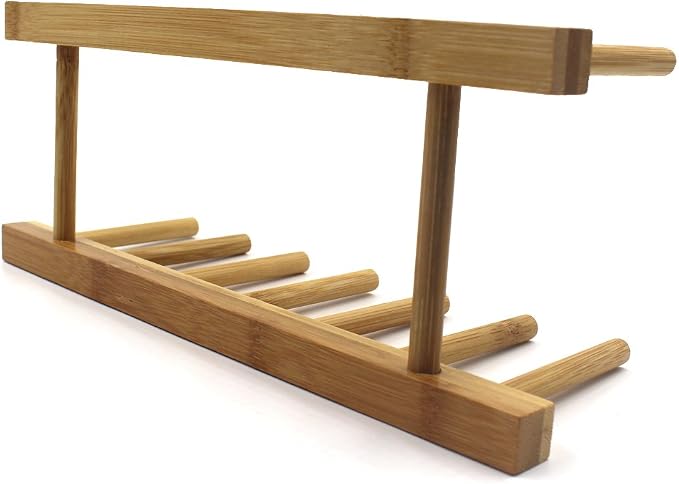 INNERNEED Bamboo Wooden Dish Rack, Vertical Plate & Lid Organizer - Image 9