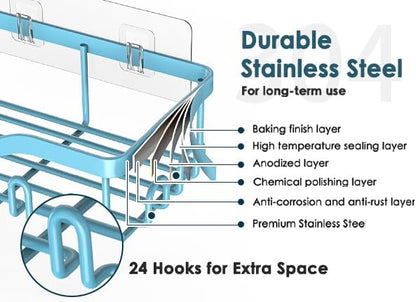NESOMI Shower Caddy Adhesive Shower Organizer 7-Pack, Rustproof Stainless Steel - Image 3