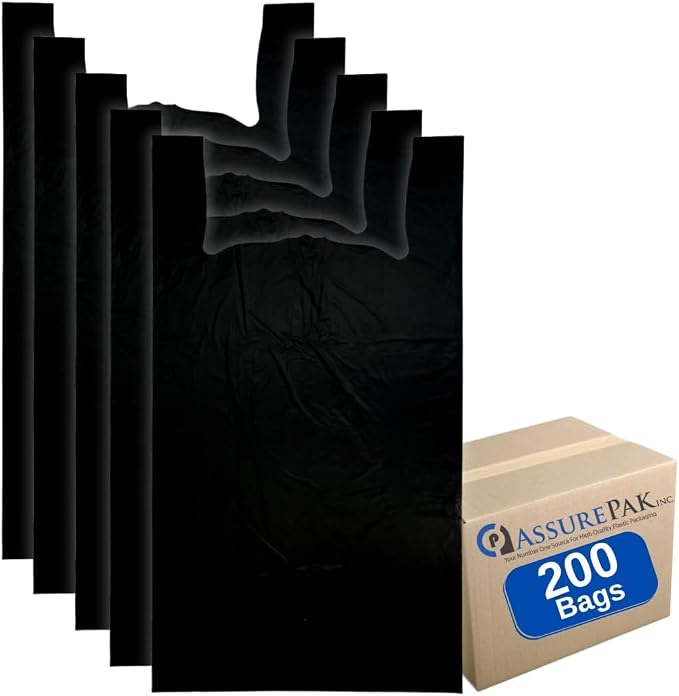 ASSUREPAK JUMBO Black Unprinted HDPE T-Shirt Bags by Assurepak