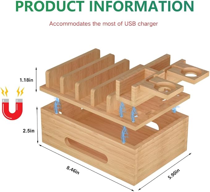 Bamboo Charging Stations for Multi Devices - Image 3