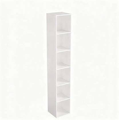 White Cube Shelf, 6 Cube Storage Organizer, 6-Tier Freestanding Low Bookshelf by NewBeth