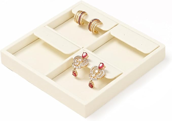 Oirlv Microfiber 4 Slots Jewelry Earring Display Tray Earring Display Organizer - Image 6