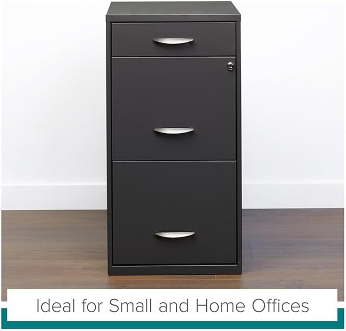 Scranton & Co 3-Drawer Contemporary Metal Filing Cabinet in Charcoal - Image 5