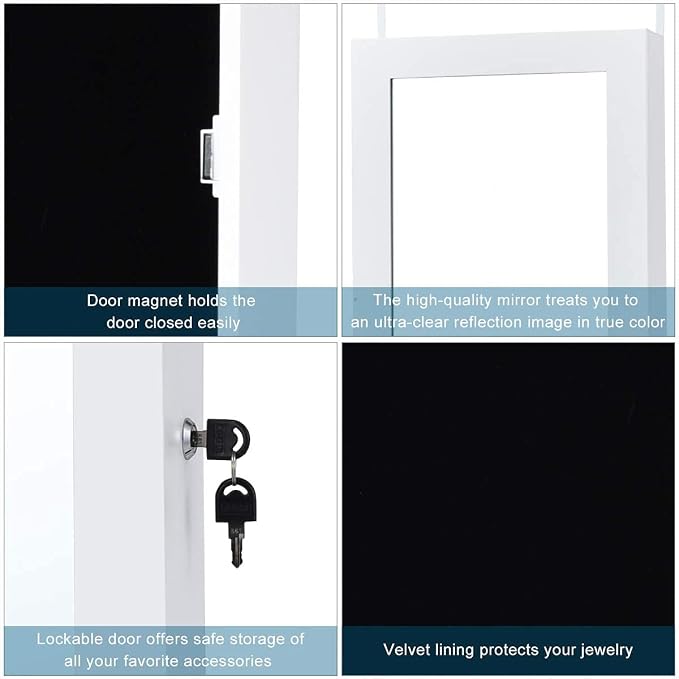 Giantex Jewelry Armoire Cabinet Wall Mounted Door Hanging, Lockable Jewelry - Image 7