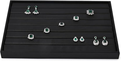 Ring Display Tray Black Jewelry Organizer Tray PU Leather Ring Earrings Display by Woodten