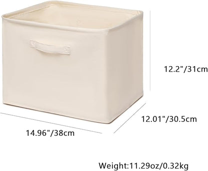 Foldable Storage Bins with Lids Cotton Canvas Rectangular Storage Box Ideal - Image 2