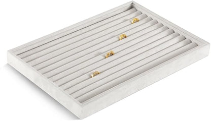 Velvet Ring Display Tray, Stackable Muilt Slot Rings Ear Stud Storage Tray - Image 4