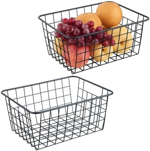 JUNCHU CHERRY Wire Kitchen Storage Basket 2 Packs, Perfect Pantry Organization by JUNCHUCHERRY
