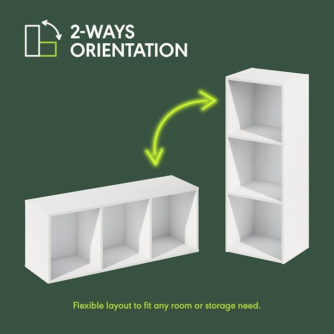 Furinno PASIR Book Shelf, 3-Cube Bookcase, Standing Bookshelf, Open Storage - Image 5