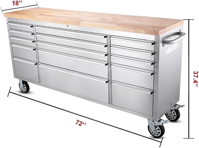 2 Pack - 72" Stainless Steel Rolling Tool Chest - Image 2