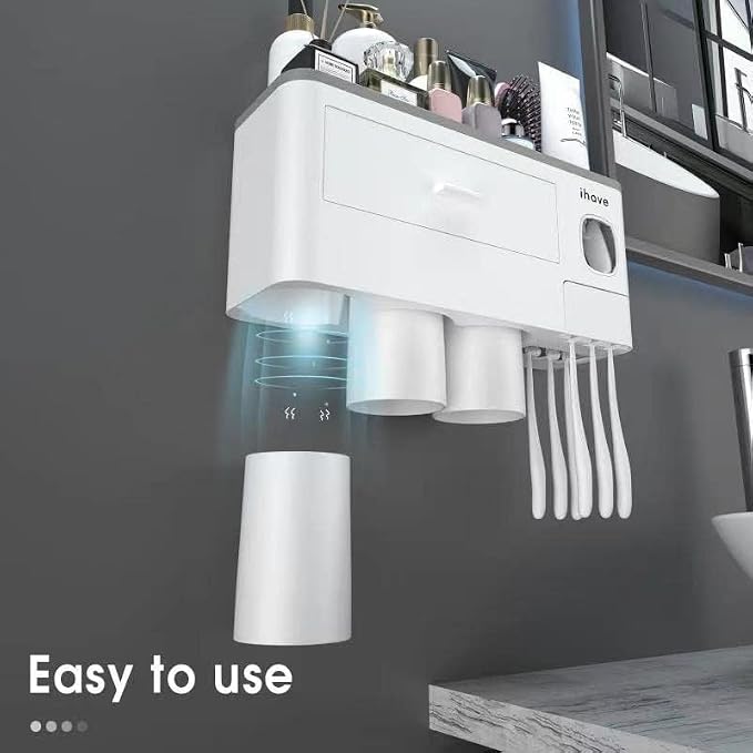 iHave Toothbrush Holders for Bathrooms, 3 Cups Toothbrush Holder Wall Mounted - Image 3