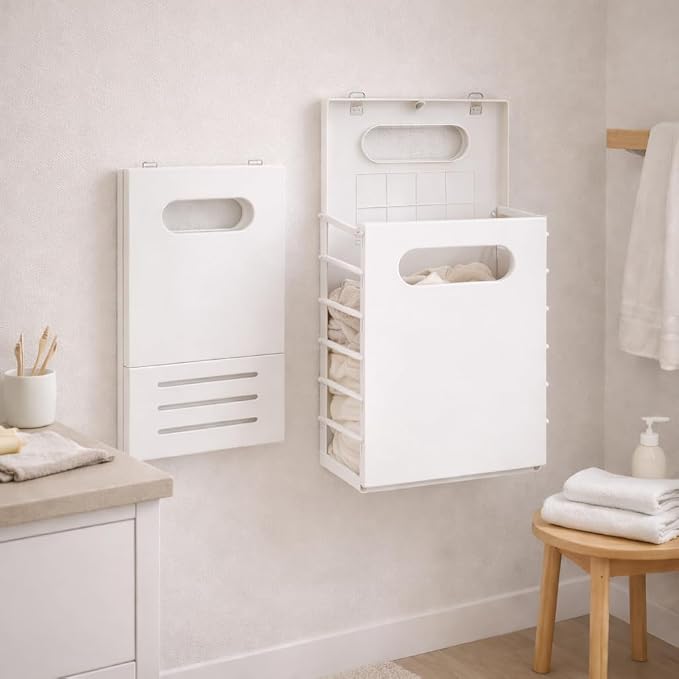 Wall Mounted Laundry Basket, Foldable Slim Hamper by KithYeti