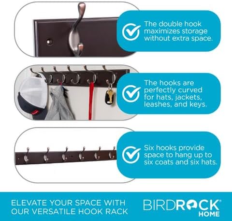 BIRDROCK HOME Hook Coat and Hat Rack - Image 4