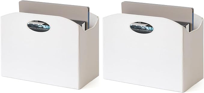 EZDeco Magazine Holder Foldable Magazine Rack Floor PU Leather File Holder by EZDeco