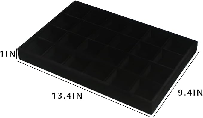 Coward 2PC Black Velvet Stackable 24 Gird Jewelry Organizer Tray Necklace - Image 5