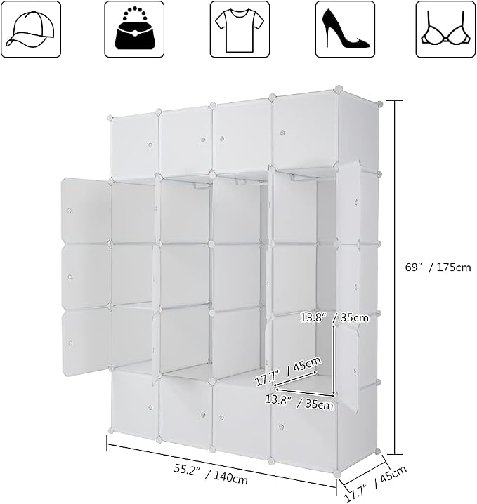 Cube Storage Organizer, 20-Cube Plastic Closet Cabinet, DIY Plastic Modular - Image 3