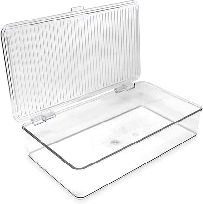 Isaac Jacobs Small Stackable Organizer Bin w Hinged Lid Clear Storage Box Home - Image 6