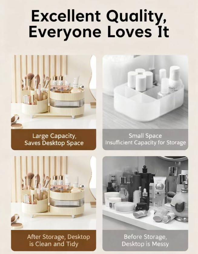 360° Rotating Cosmetic Organizer, 3-Layer Display Cabinet - Image 5