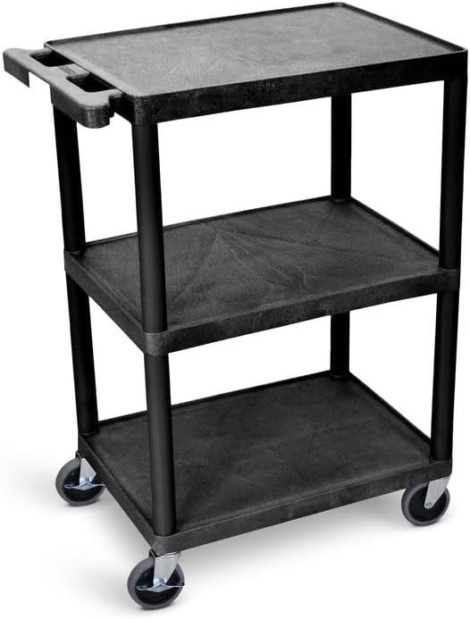 Luxor HE34 Utility Cart 3 Shelves Structural Foam Plastic by LuxorWorkspaces