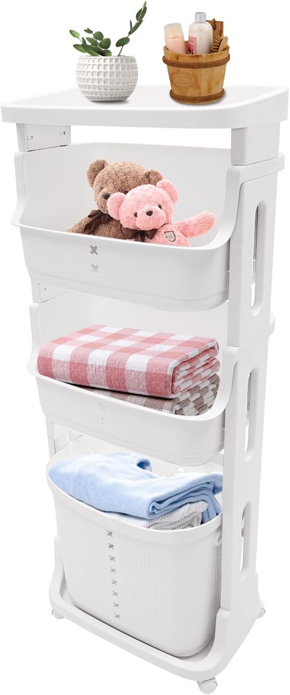 4-Tier Rolling Laundry Hamper by Sallurmose