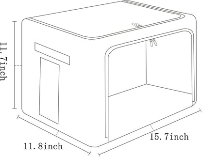 FHSQX 2 Pack Clothes Storage Bins Stackable Metal Frame Storage Box Foldable - Image 5