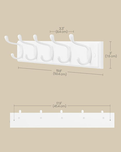 SONGMICS Wall-Mounted Coat Rack, Hook Rack, 5 Dual Metal Hooks, - Image 6