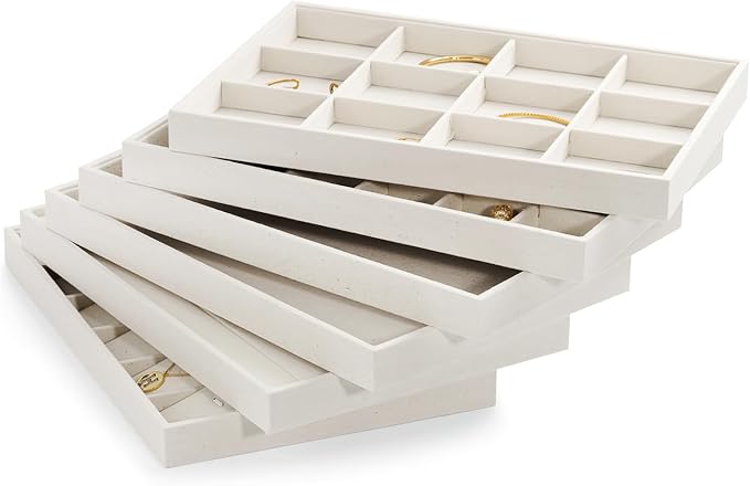 Oirlv Stackable 12 Girds Jewelry Trays Jewelry Storage Tray Showcase Display - Image 7
