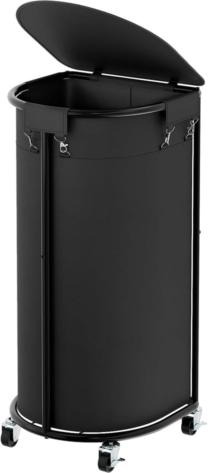 Rolling Laundry Basket with Lid, 100L Laundry Hamper with Wheels, Half Round by Unknown