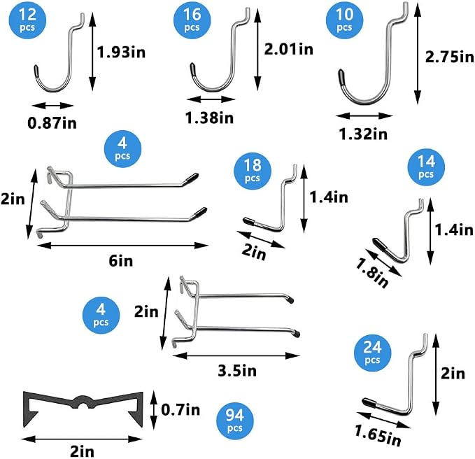258PCS Pegboard Hooks, Pegboard Accessories Organizer Kit, Pegboard Set - Image 5