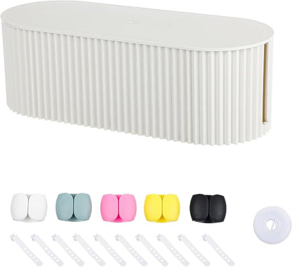 White Cable Box Organizer, Plastic Cord Hider Box - Image 3
