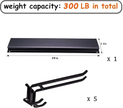 Ultrawall 24-Inch Wall Mounted Ski Rack, Holds Up to 300lbs, Powder-Coated Steel - Image 2