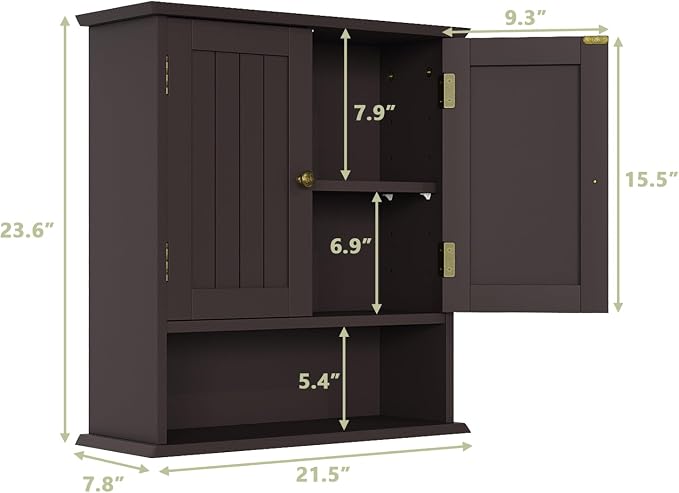 Smuxee Brown Bathroom Cabinet Wall Mounted, Small Medicine Cabinet - Image 3