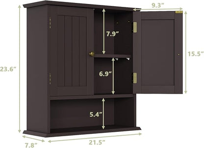 Smuxee Brown Bathroom Cabinet Wall Mounted, Small Medicine Cabinet - Image 3