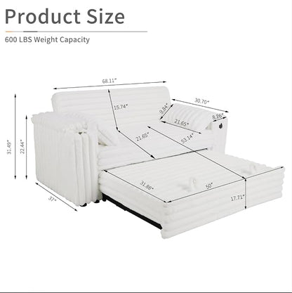 hansones 68" Corduroy Convertible Sofa Bed - Image 2