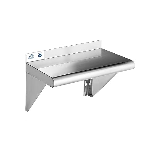 ROCKPOINT Stainless Steel Shelf 10 x 16 Inches 190lb, NSF Metal Commercial by ROCKPOINT