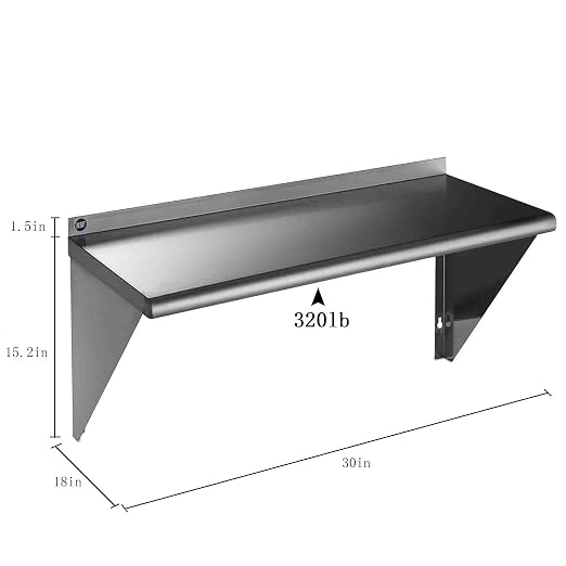 ROCKPOINT Stainless Steel Shelf 18 x 30 Inches 320lb, NSF Metal Commercial - Image 2