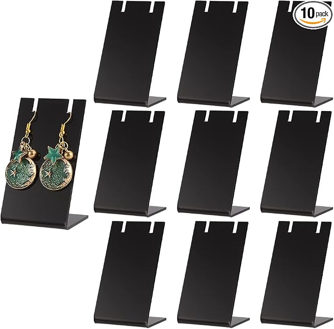 PH PandaHall 10pcs Acrylic Earring Holder Black Earring Display Stands L-shape by PHPandaHall