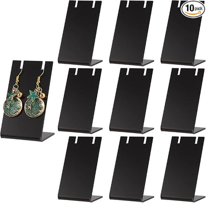PH PandaHall 10pcs Acrylic Earring Holder Black Earring Display Stands L-shape by PHPandaHall