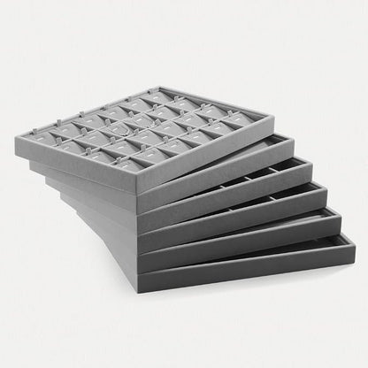 Velvet Stackable Jewelry Display Tray, 24 Grid Earring Ring Storage Tray - Image 7