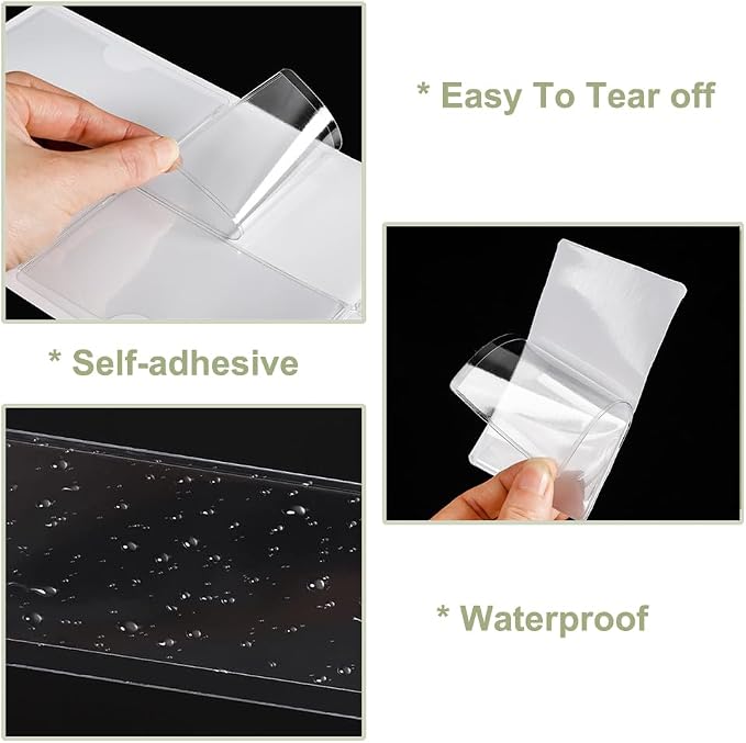 60 Pack Clear Self Adhesive Label Pockets, 4 x 2 Inch Label Holders Index Card - Image 3
