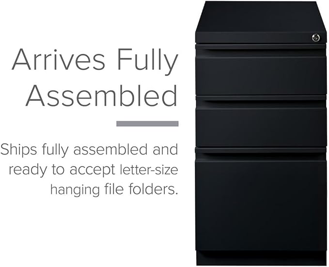Pemberly Row 3 Drawers 27.75" Vertical Black Metal Filing Cabinet Lockable - Image 3
