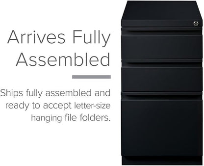 Pemberly Row 3 Drawers 27.75" Vertical Black Metal Filing Cabinet Lockable - Image 3