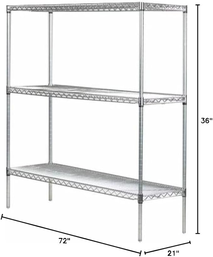 Omega 21" Deep x 72" Wide x 36" High 3 Tier Chrome Starter Shelving Unit - Image 2