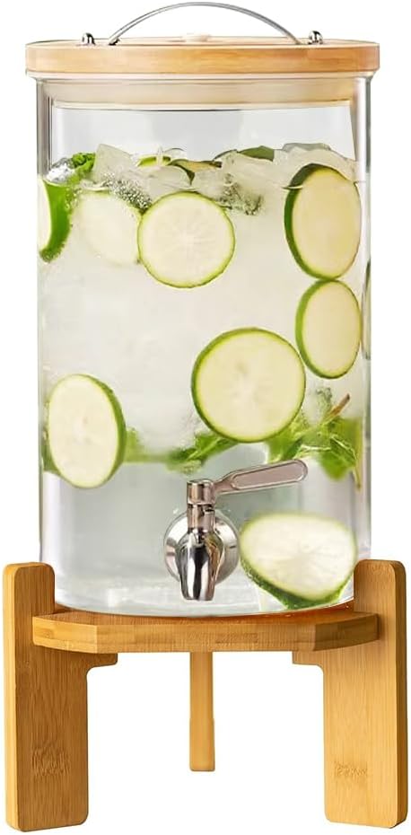 Beverage Dispenser, 2.1 Gallon Glass Drink Dispenser by GOLDTIMO