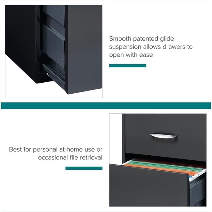 Scranton & Co 3-Drawer Contemporary Metal Filing Cabinet in Charcoal - Image 9