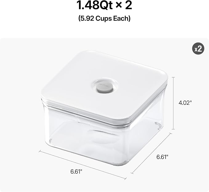 VAKUEN Premium Airtight Food Storage Containers, Square 2PC/Set, Smart - Image 2